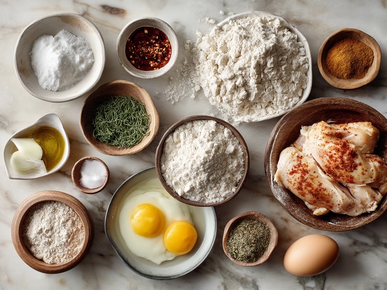 Ingredients for BBQ Chicken Sliders including chicken breasts, barbecue sauce, spices, and slider buns