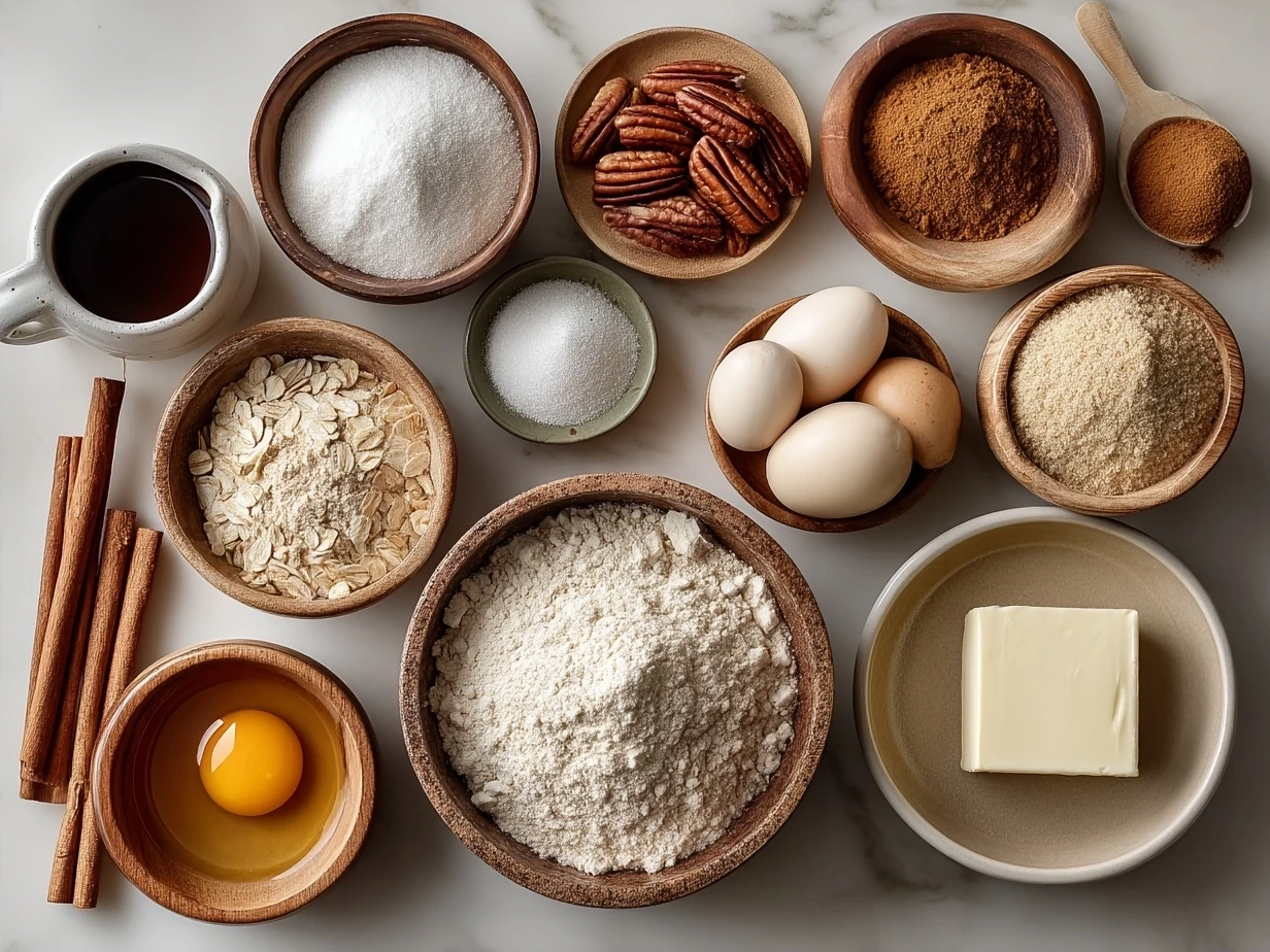 Ingredients for cinnamon swirl banana bread