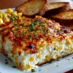 Close-up of comforting Cheesy Crowd-Pleaser Corn Dip