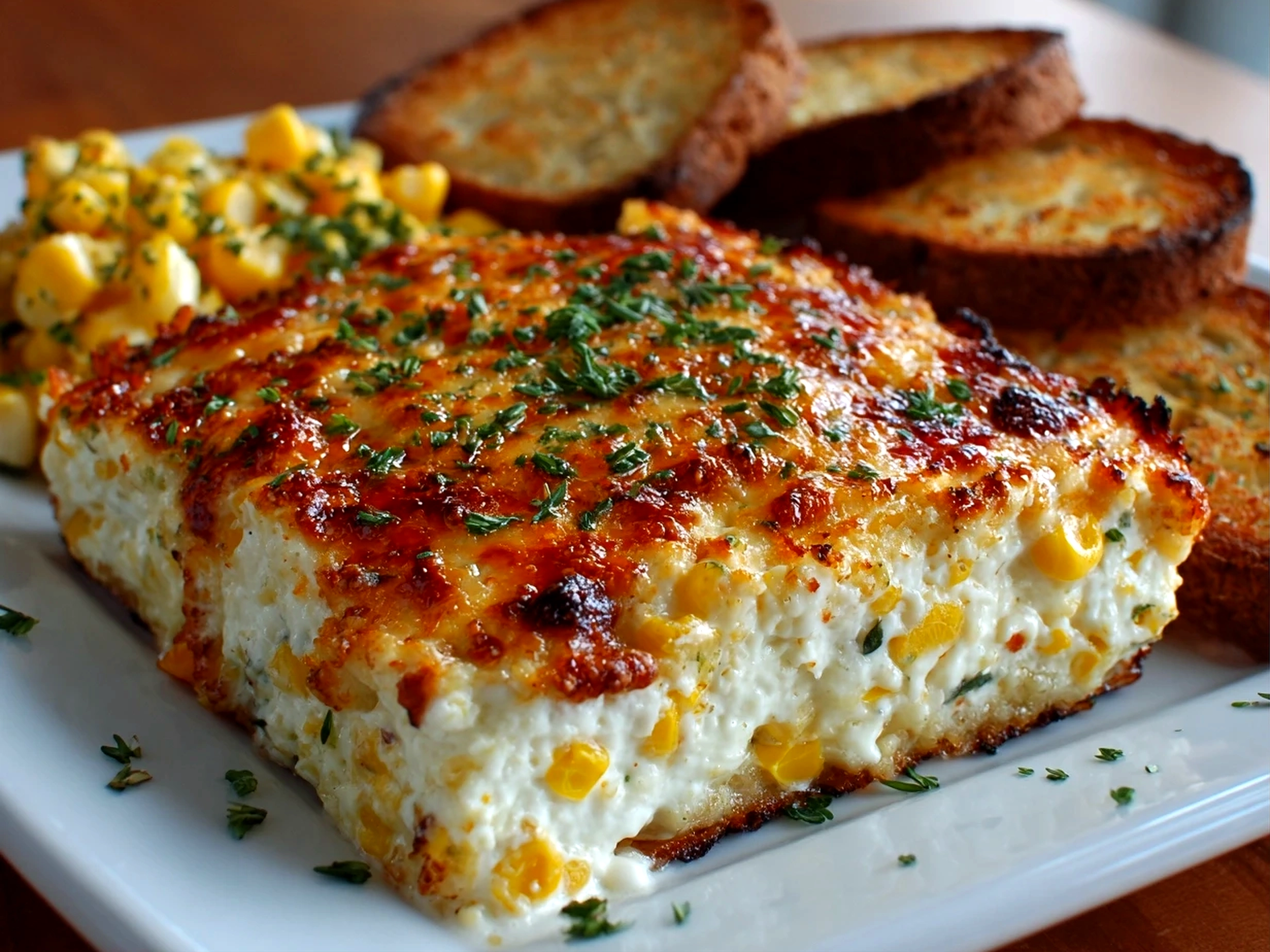 Close-up of comforting Cheesy Crowd-Pleaser Corn Dip