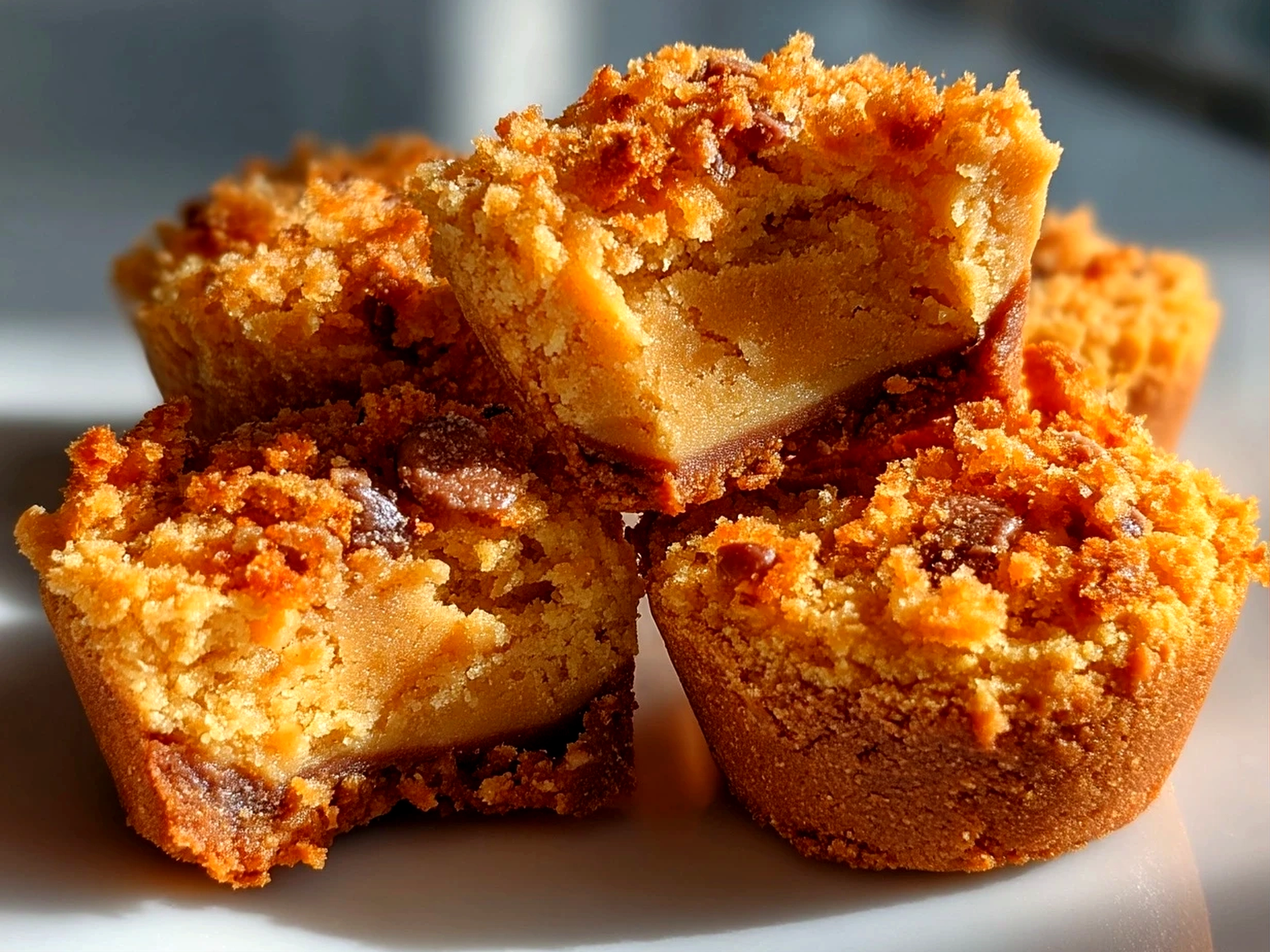 Close up of ready Peanut Butter Cookie Bites on a rustic plate showcasing their golden color and chewy texture