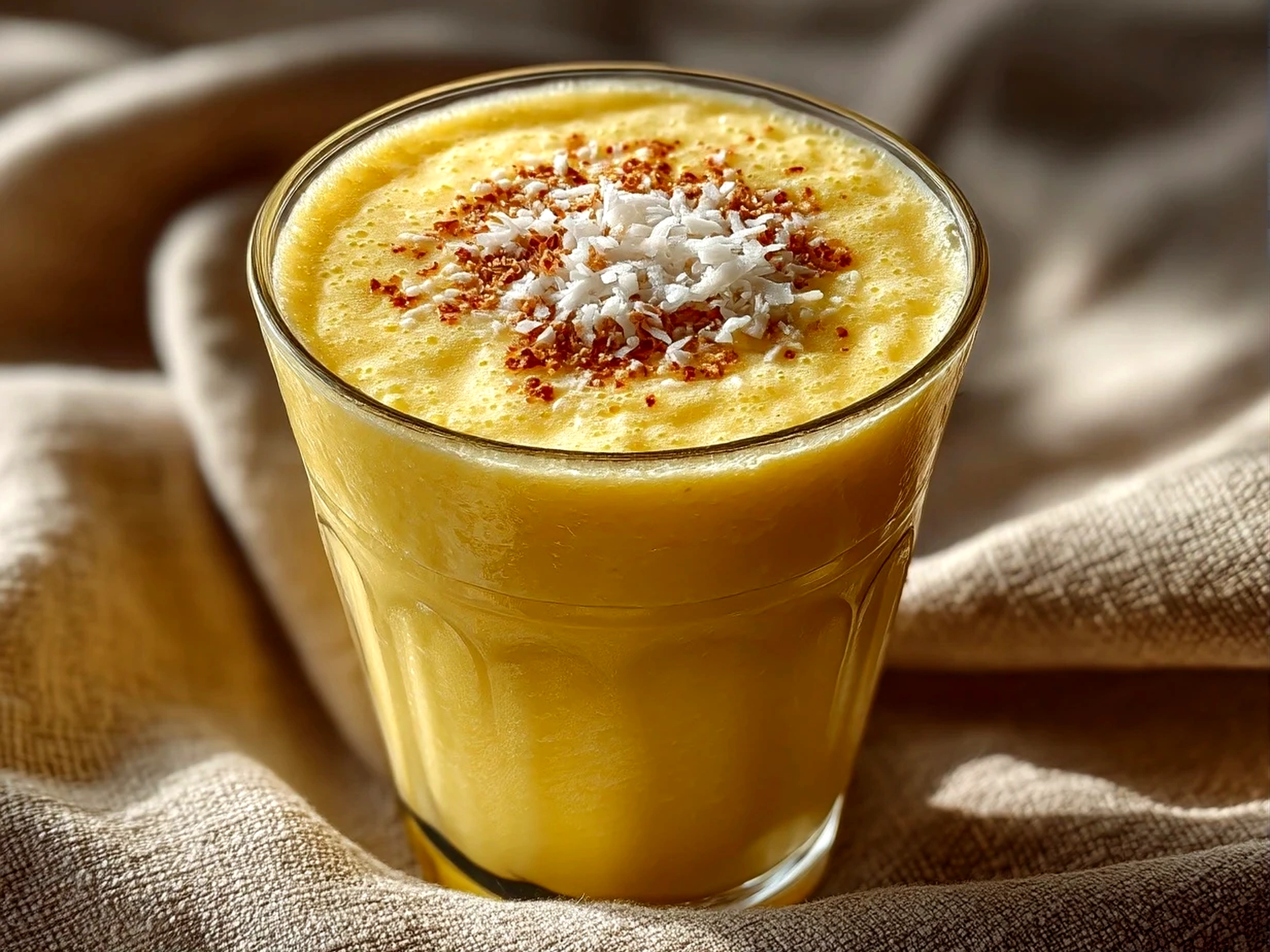 Close-up of ready Pineapple Coconut Smoothie