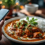 Comforting homemade butter chicken on white plate