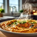 Comforting pumpkin whipped feta dip in a rustic bowl