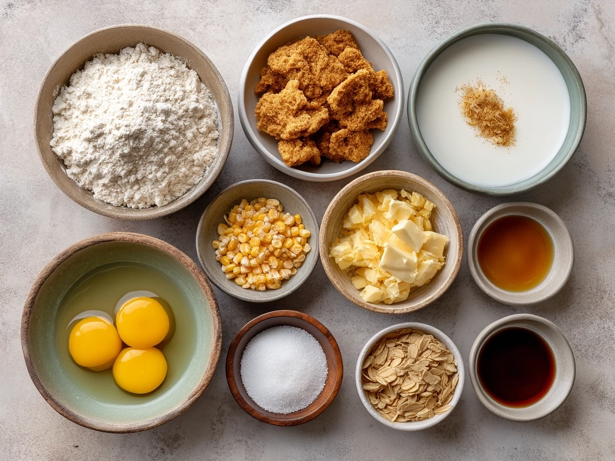 Ingredients for Crispy Corn Toast Bites laid out on a kitchen counter
