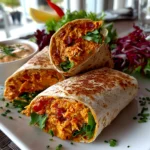 Fresh homemade Roasted Red Pepper Hummus Wraps