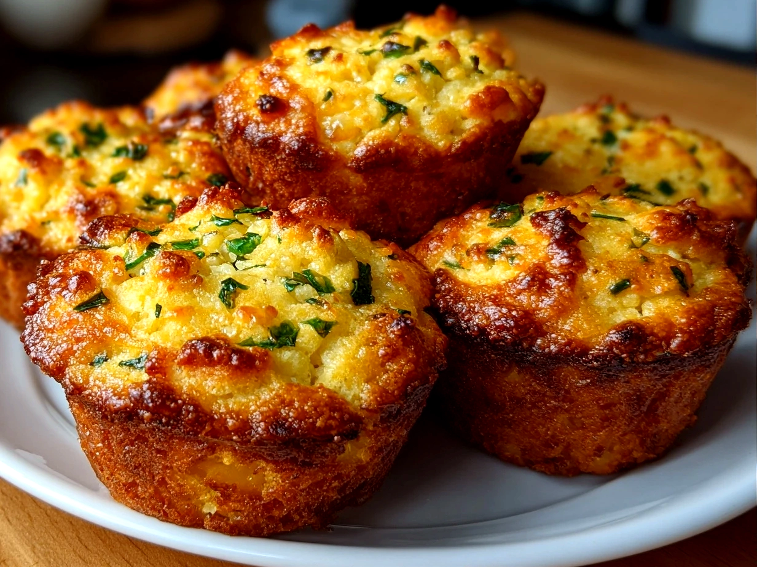 Freshly baked cheddar jalapeño cornbread muffins