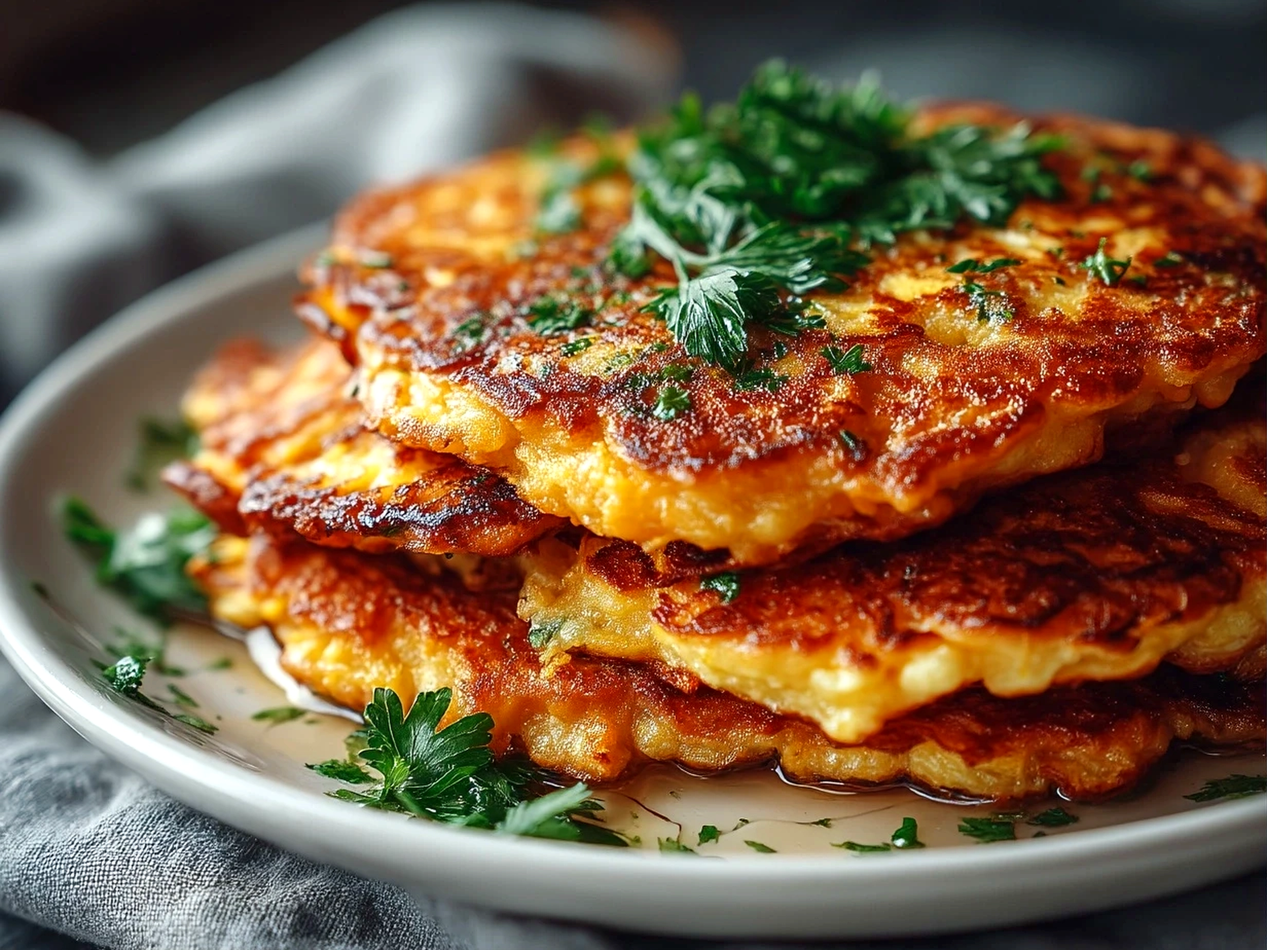 Freshly prepared sweet potato pancakes