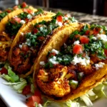 home cooks, taken with iPhone 15. Close-up slight angle of delicious roasted cauliflower tacos on white plate. fresh vibrant --ar 4:3 --style raw --s 230