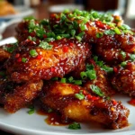 Homemade Baked Sweet Chili Wings Close-Up