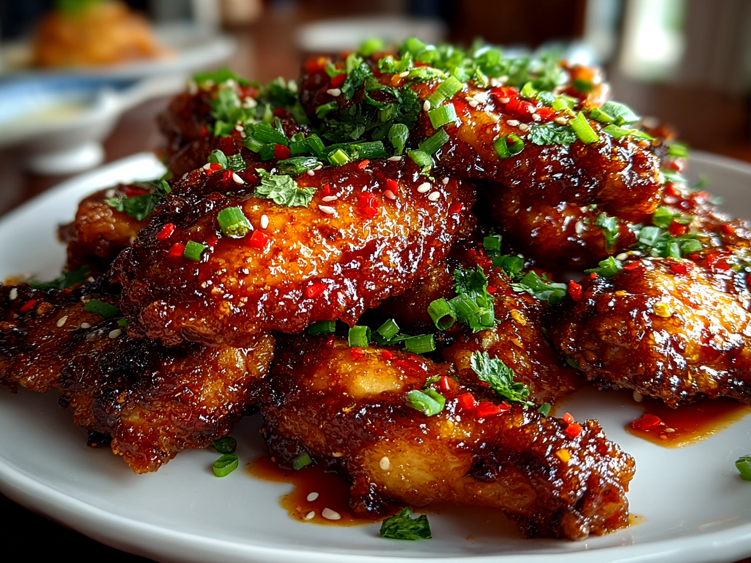 Homemade Baked Sweet Chili Wings Close-Up
