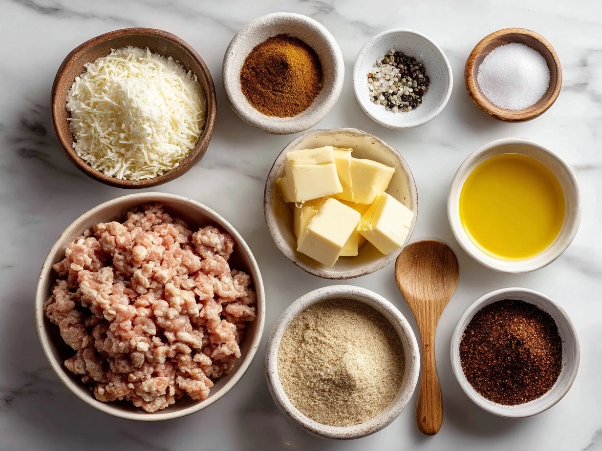 Ingredients for Honey Garlic Ground Turkey including garlic, honey, ground turkey, soy sauce, green onions, and spices