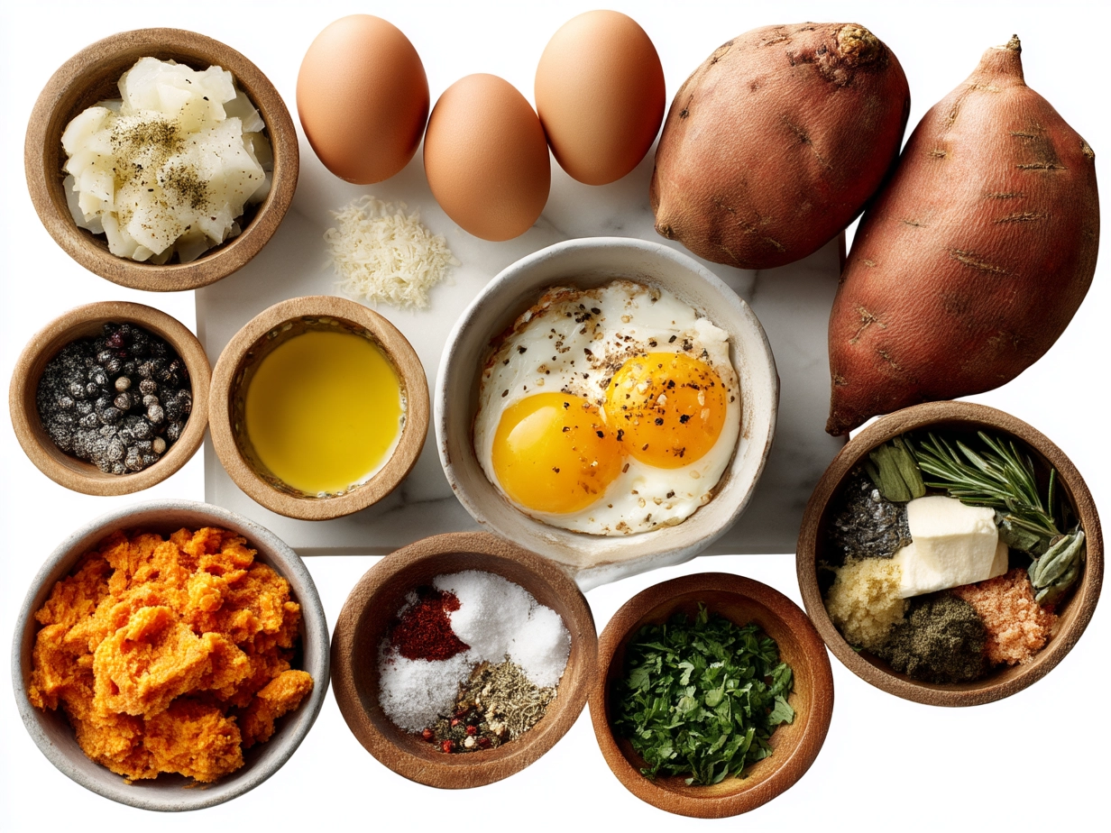 Ingredients for Loaded Sweet Potato Burritos on a kitchen counter