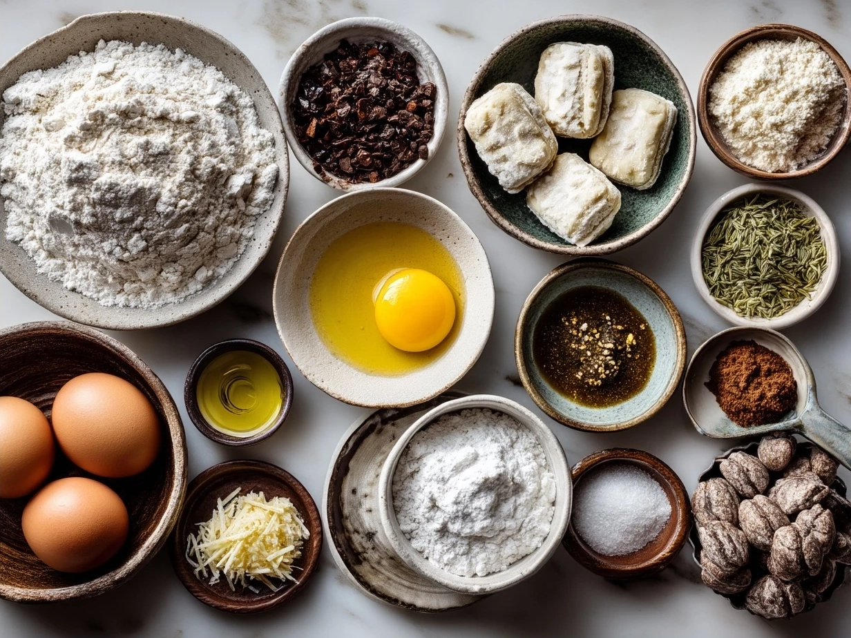 Ingredients for Sausage Gnocchi laid out on a table