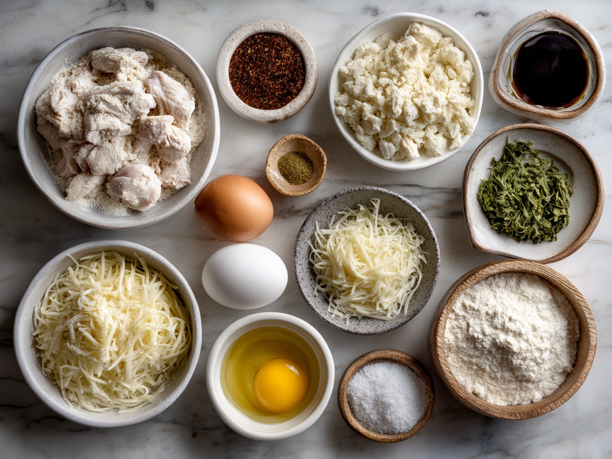Ingredients for Chicken Alfredo Lasagna Soup laid out on a countertop