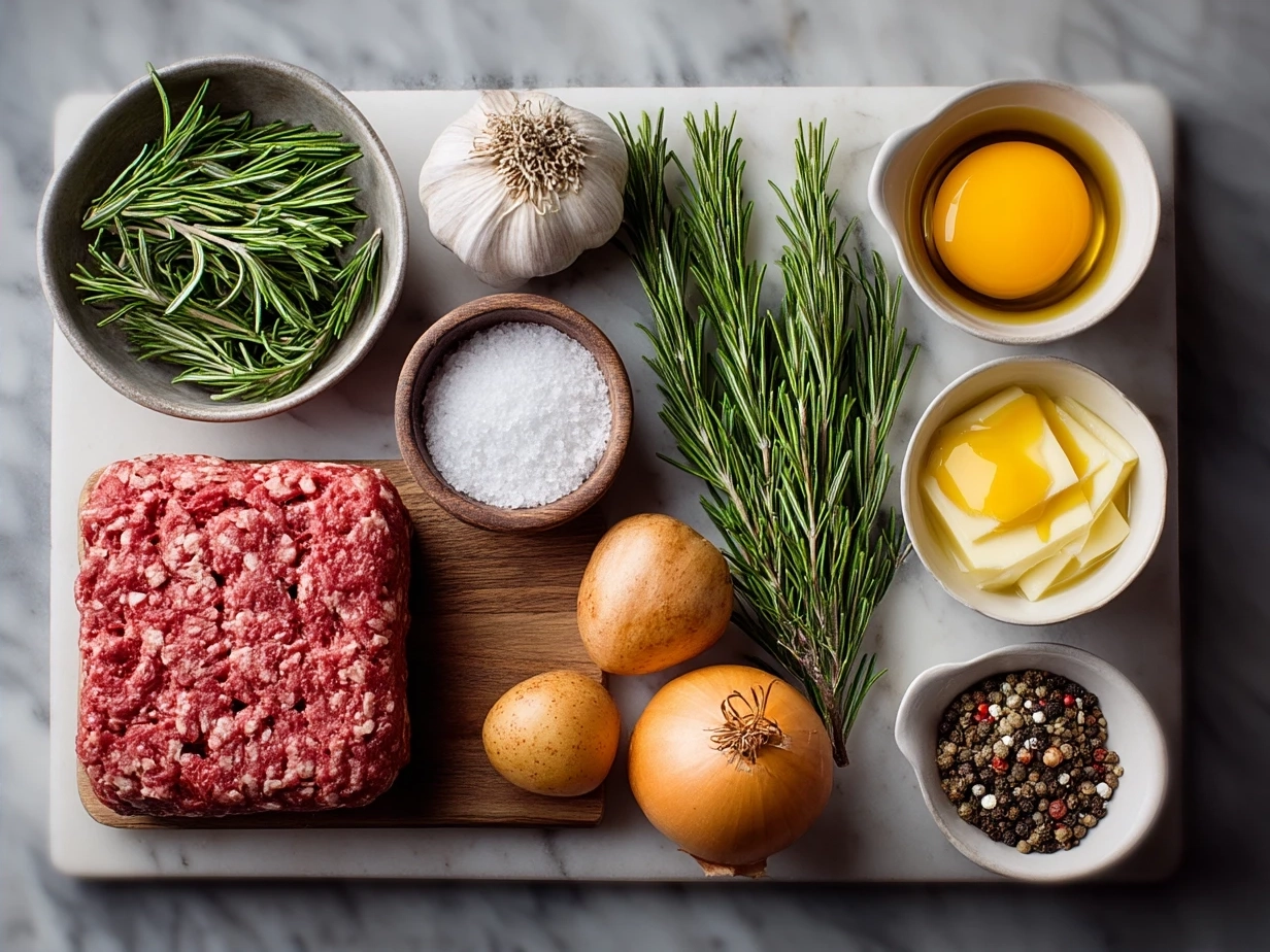 Ingredients laid out for Classic Meatloaf