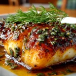 Comforting baked honey marinade cod on clean counter