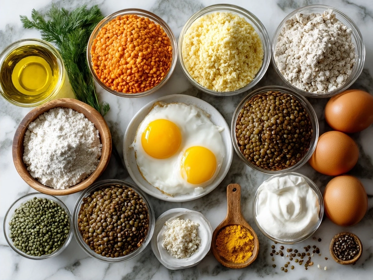 Ingredients for Eggcentric lentils with poached egg and yogurt
