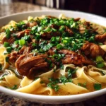 Freshly prepared Ginger Scallion Chicken Noodle Soup