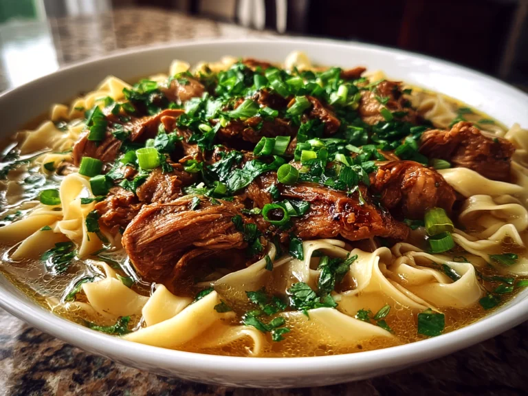 Freshly prepared Ginger Scallion Chicken Noodle Soup