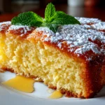 Freshly prepared Limoncello Cake on white plate
