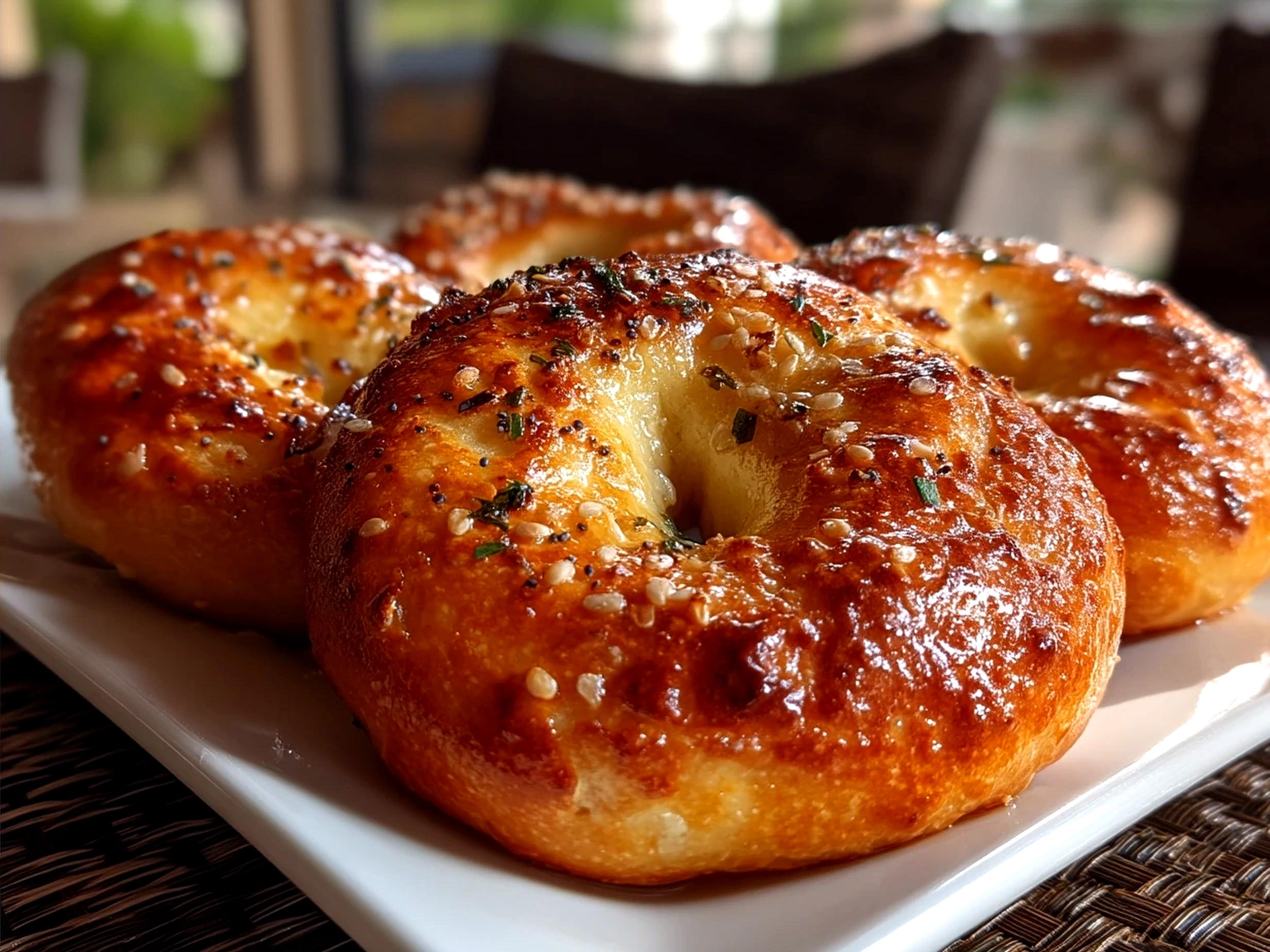Served Gluten-Free Greek Yogurt Bagels ready to eat