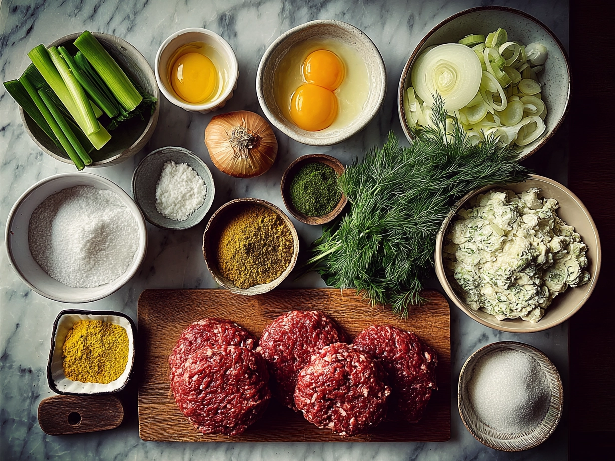 Ingredients for Hamburger Steaks in Creamy Dill Sauce