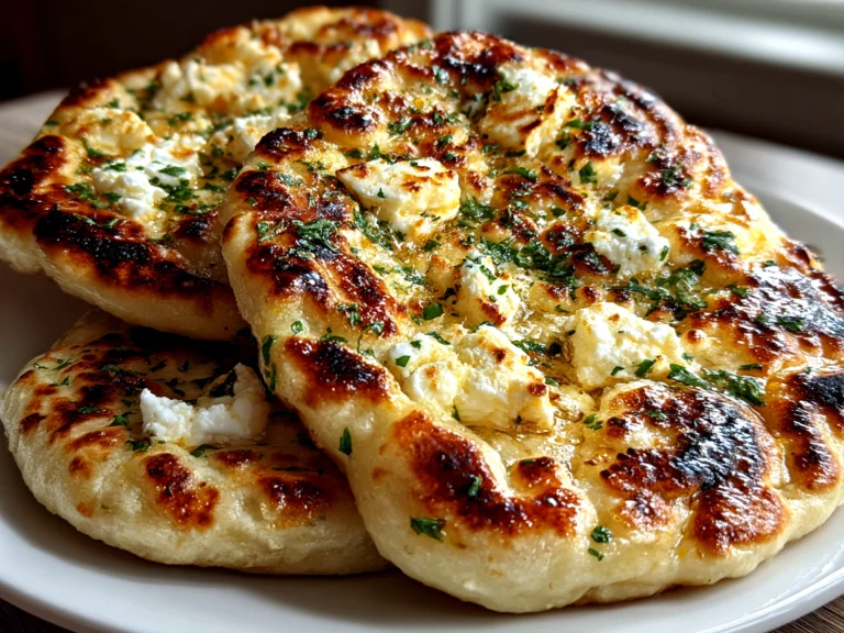 Home Cook, taken with iPhone 14. Close-up slight angle of delicious garlic cottage cheese naan on white plate. Fresh vibrant --ar 4:3 --style raw --s 230