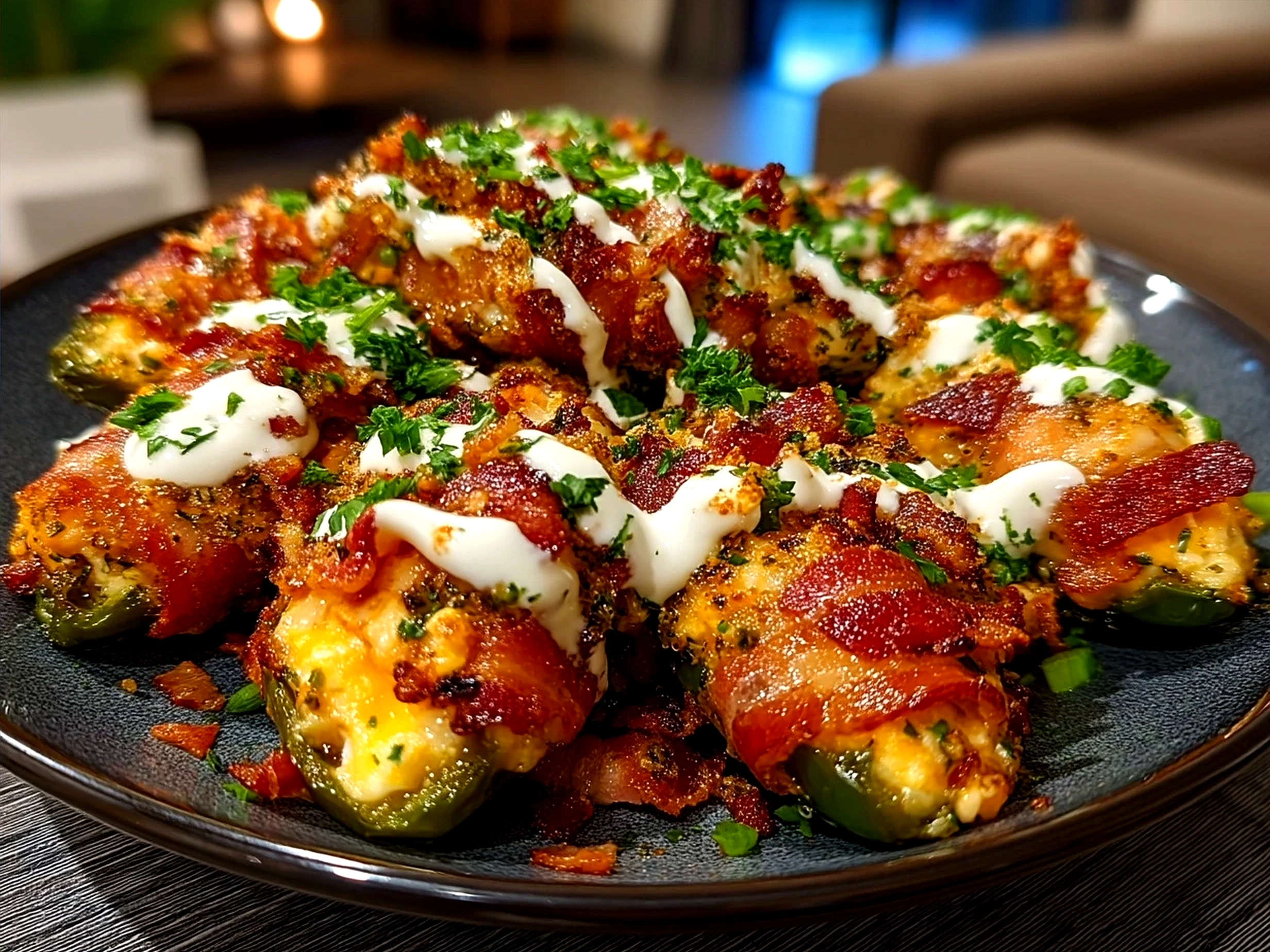 Jalapeno Poppers Nourish Bowl served with avocado and greens, ready to eat
