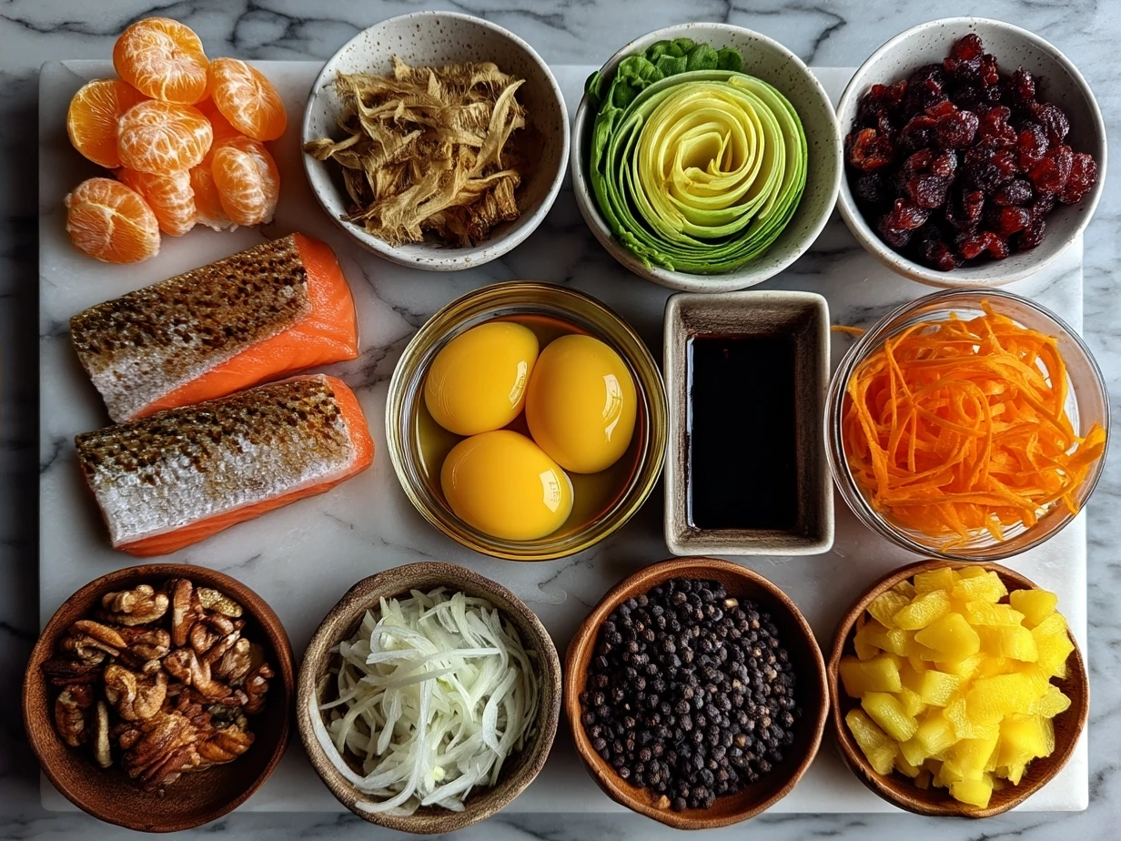 Ingredients for Orange Dreamsicle Salad arranged on a table