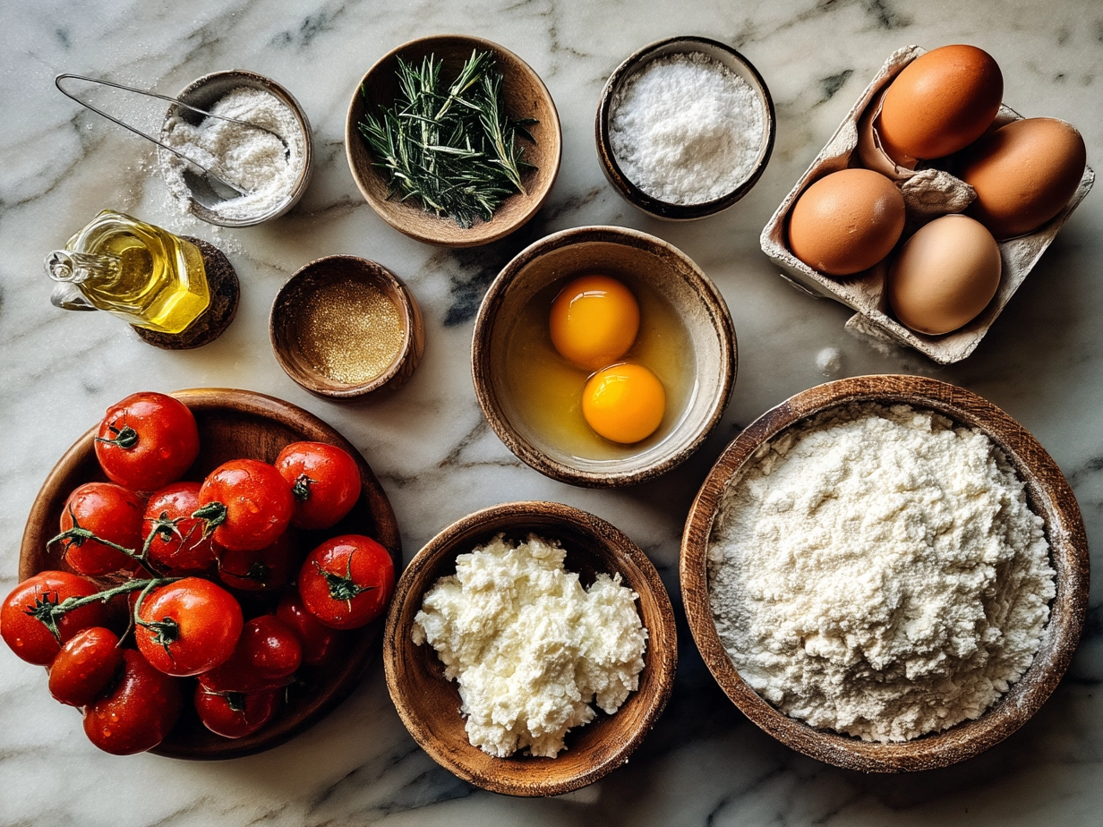 Ingredients for Puff Pastry Caprese laid out on a table