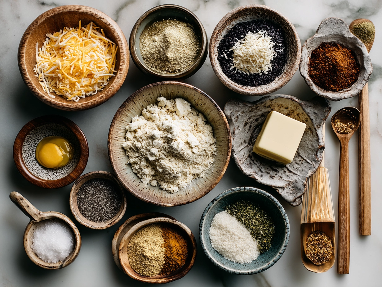 Ingredients laid out for Ranch Taco Party Bowl showing fresh vegetables, spices, beef, and toppings