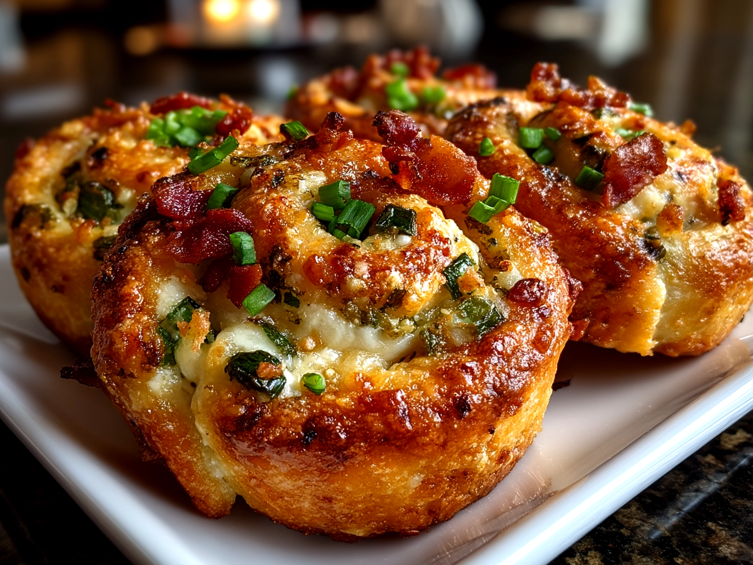 Slight angle close-up of finished jalapeno popper pinwheels