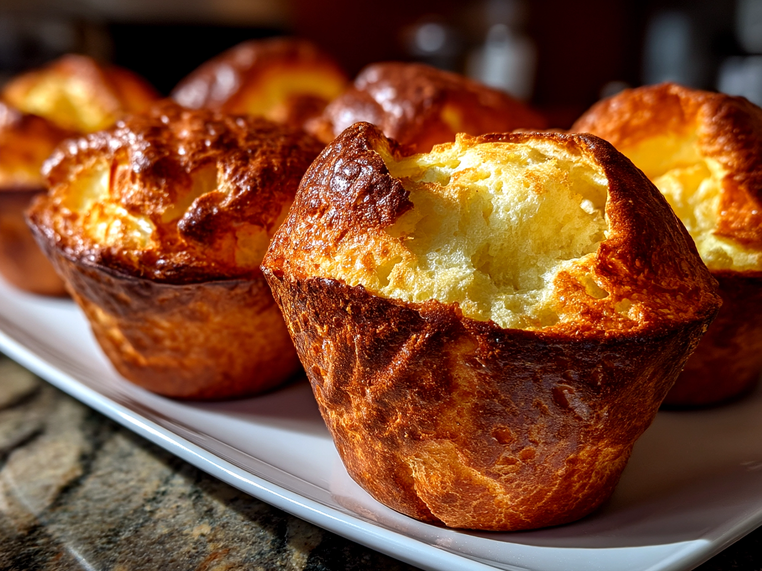 Served sourdough popovers with golden crisp exterior and fluffy interior
