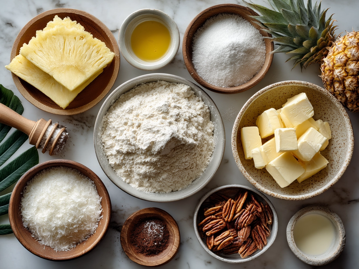 Ingredients for Pineapple Upside Down Sugar Cookies arranged on a table