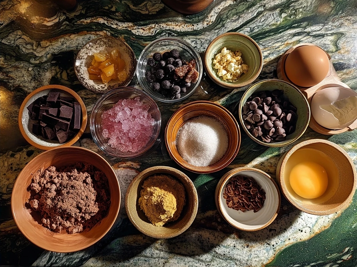 Ingredients displayed for Valentines Cakes Nice Cream Bowl including frozen bananas, strawberries, cake crumbles, and almond milk
